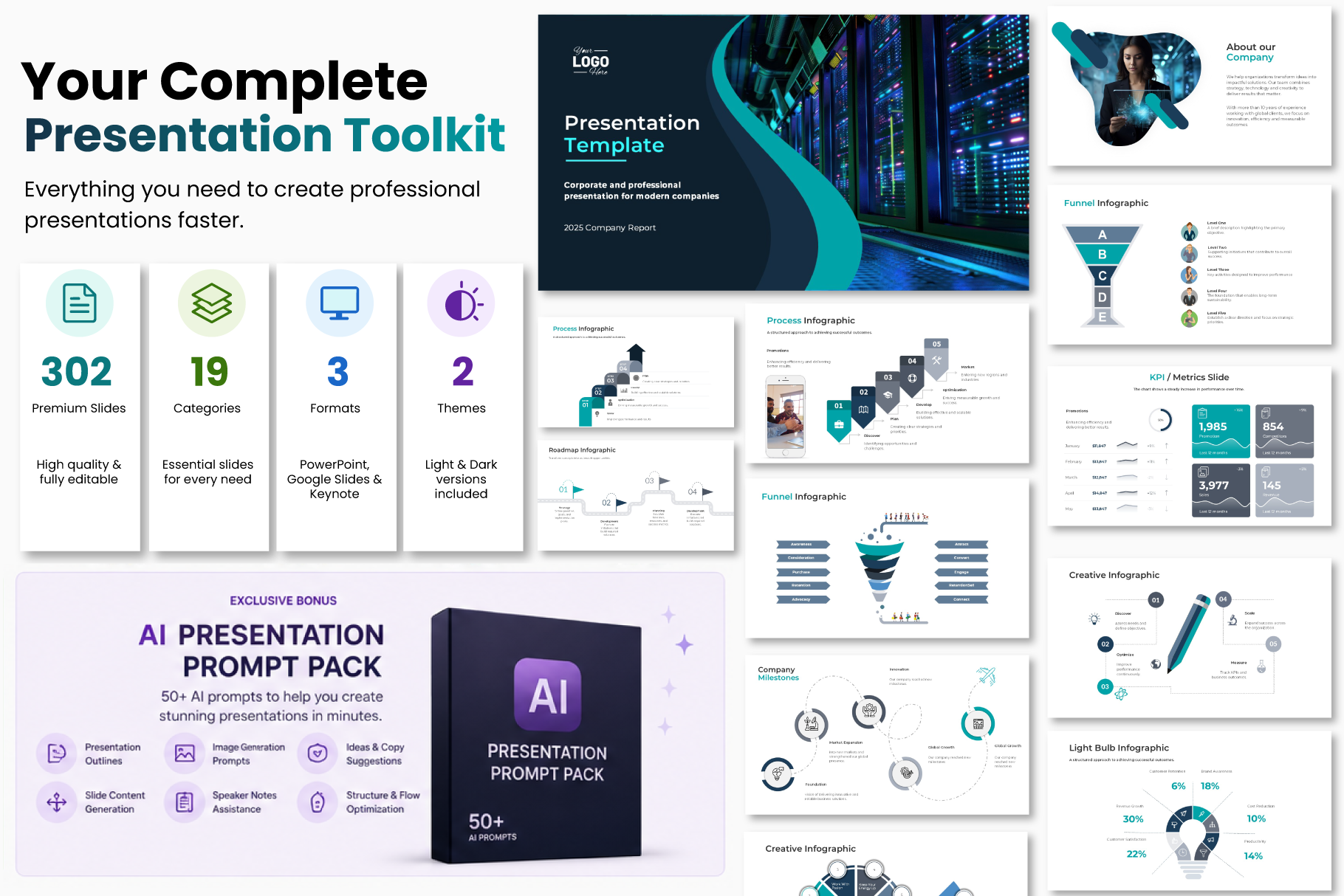 Business Presentation Template Bundle – 302 Slides